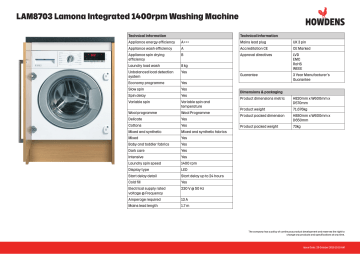 lamona 8kg washing machine