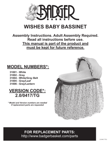 Badger Basket 3100x User Manual Manualzz, Badger Round Bassinet Instructions