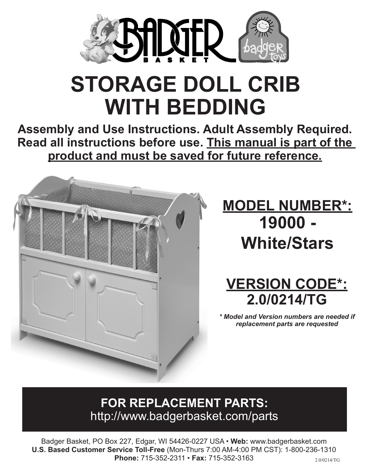 badger basket storage doll crib