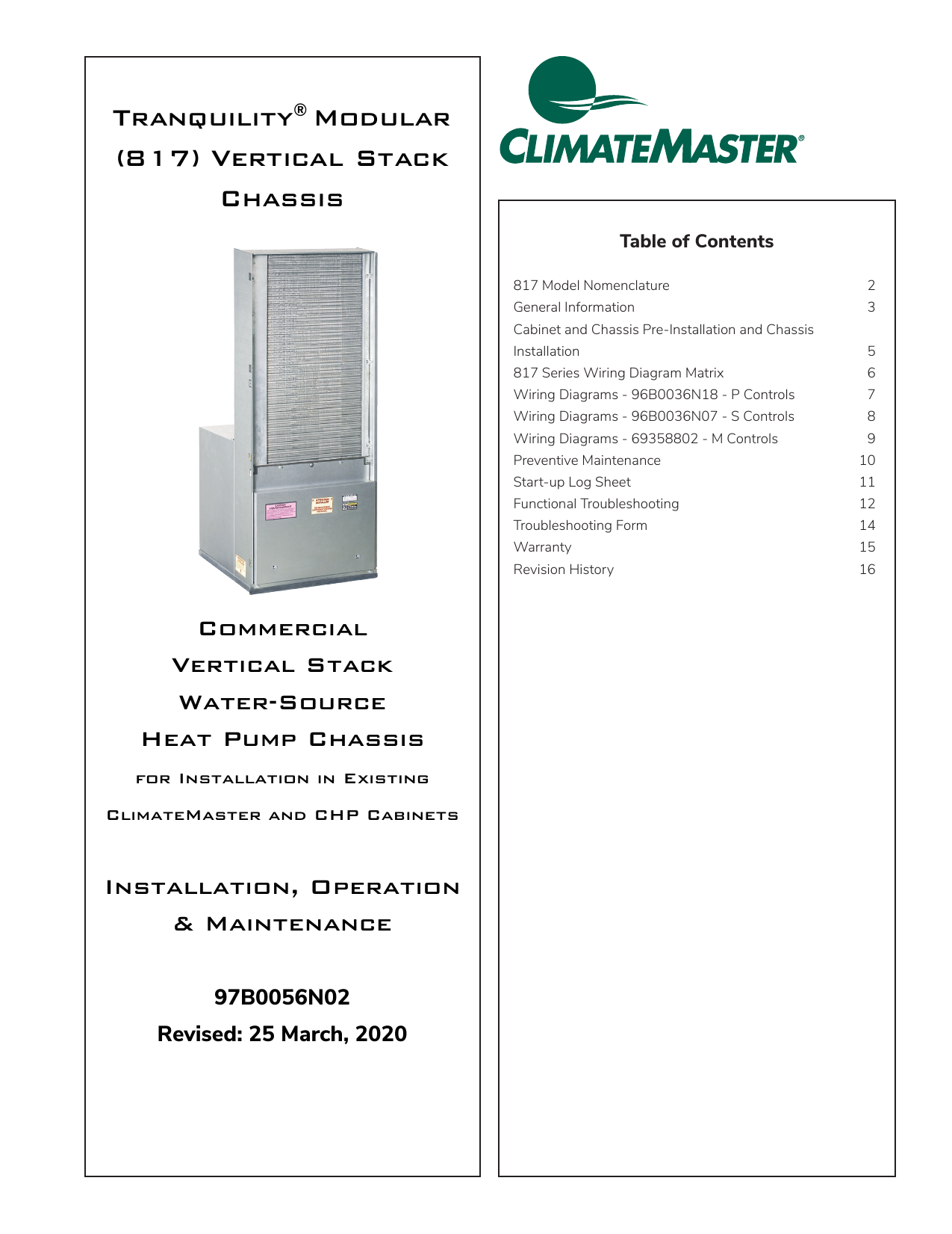 ClimateMaster 817 Vertical Stack Chassis (410A)[Replacement for 816