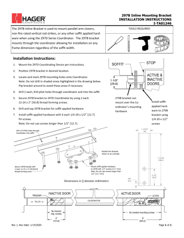 Hagerco 297B - Mounting Bracket Installation Instructions | Manualzz