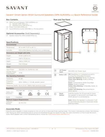 Savant rear speaker on sale SPK-SUR3WSB-00