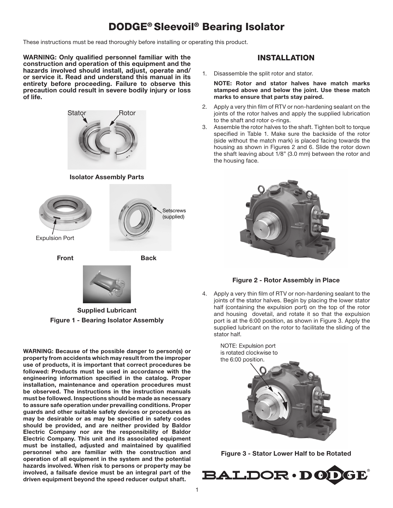 Dodge Sleevoil Bearing Isolator Owner's Manual Manualzz