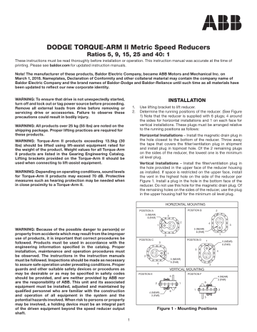 Dodge Torque Arm II Metric Speed Reducers Owner's Manual | Manualzz