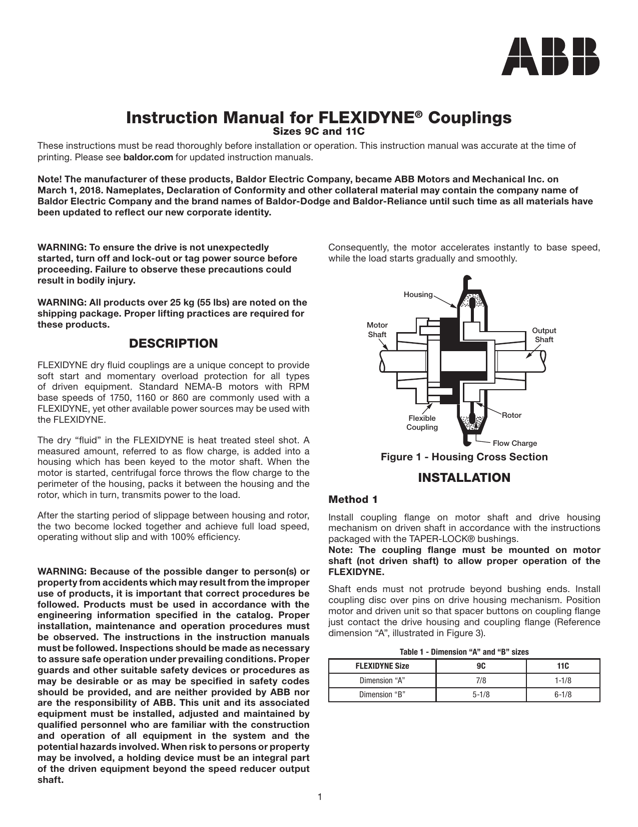 Dodge Flexidyne Couplings Sizes 9C and 11C Owner's manual Manualzz