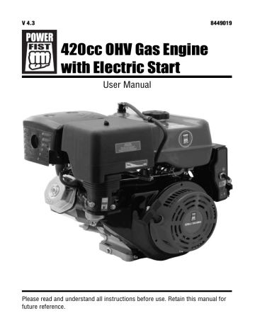 Power Fist 8449019 15 HP 420cc OHV Gas Engine Owner's Manual | Manualzz