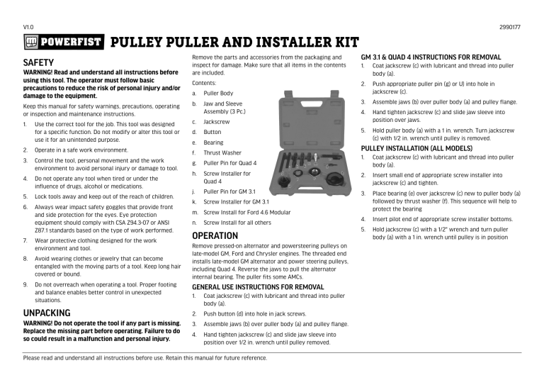 Power Fist 2990177 Owner's manual Manualzz