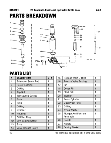 Power Fist 8158321 20 Ton Multi Positional Hydraulic Bottle Jack Manuel Utilisateur Manualzz