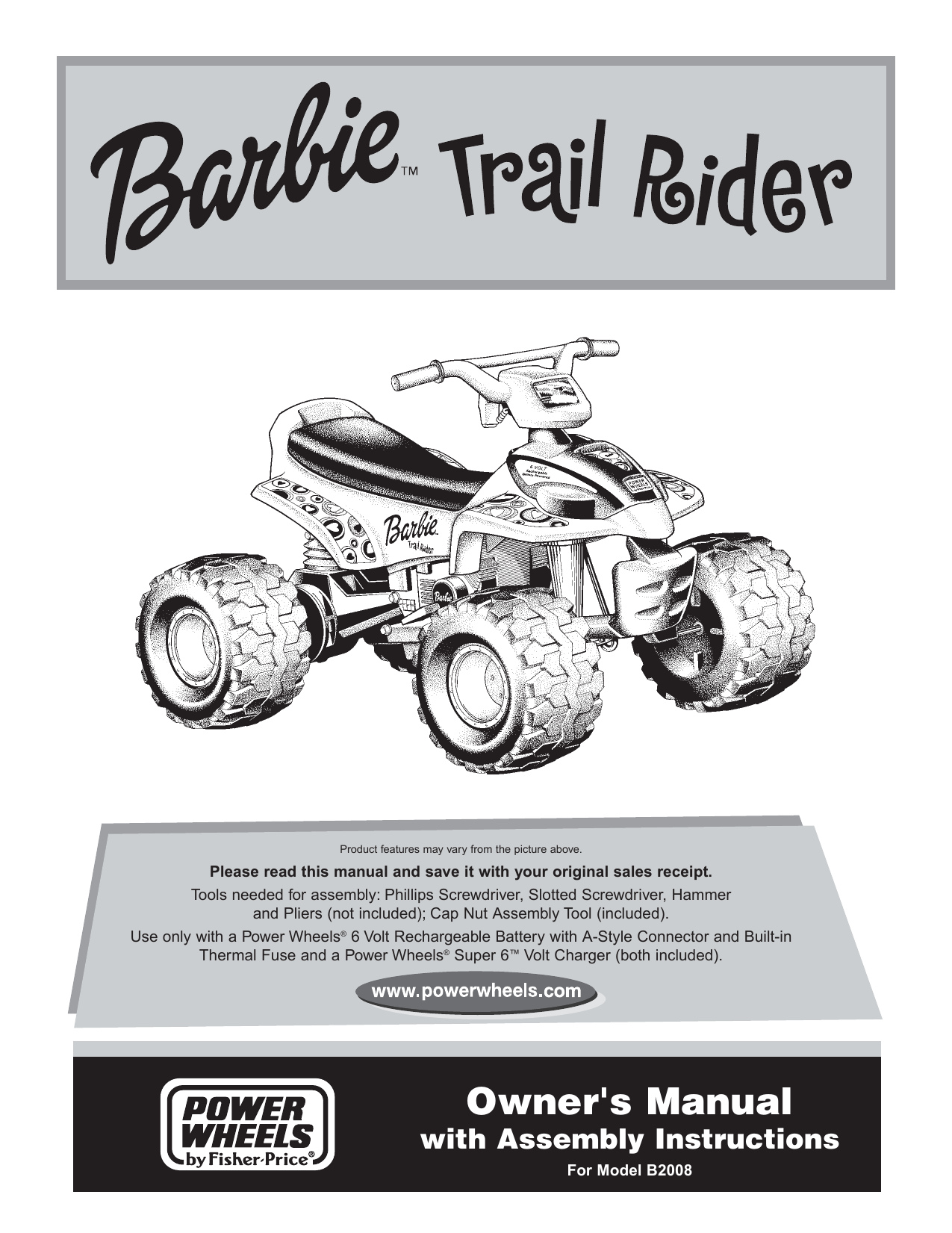 Barbie trail rider cheap 6 volt battery