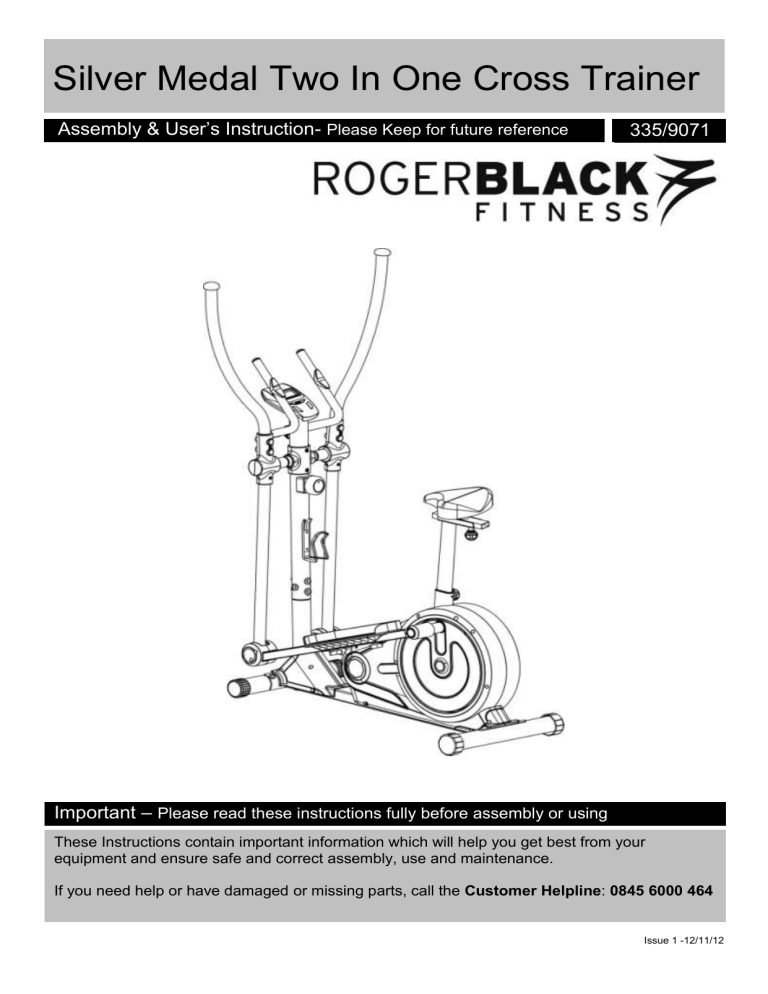 roger black exercise bike cross trainer