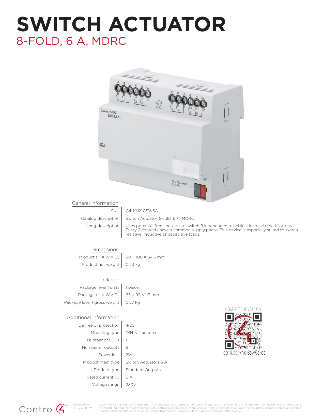 Control4 C4 Knx 8sw6a Datasheet Manualzz