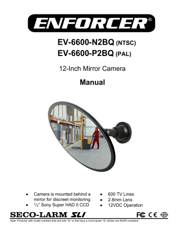 SECO-LARM EV-6600-N2BQ 12-Inch Mirror Camera Owner’s Manual | Manualzz