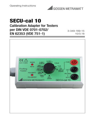 Gossen Metrawatt SECU-cal 10 Operating Instructions | Manualzz