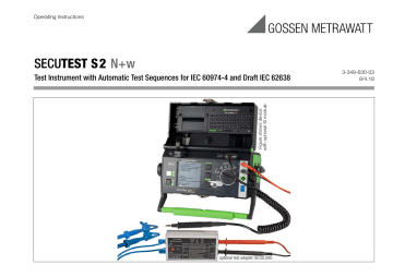 Gossen Metrawatt SECUTEST S2N+W Operating Instructions | Manualzz