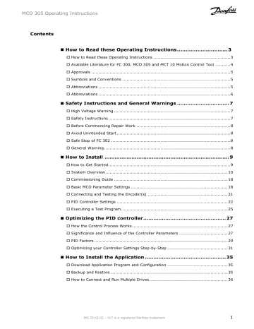 Danfoss VLT® MCO 305 Operation Operating Guide | Manualzz