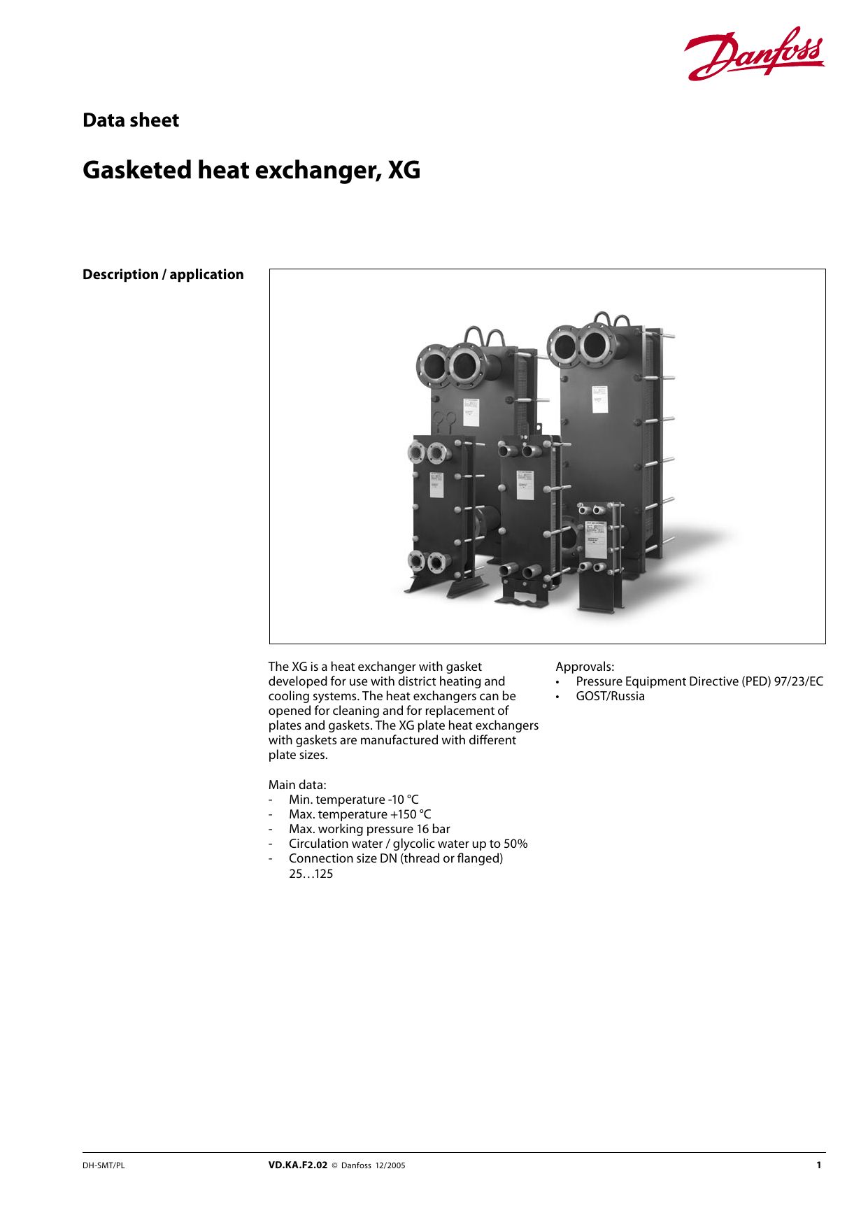 Danfoss Xg Gasketed Heat Exchanger Data Sheet Manualzz