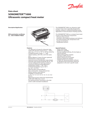 Danfoss Sonometer 1000 Data Sheet | Manualzz