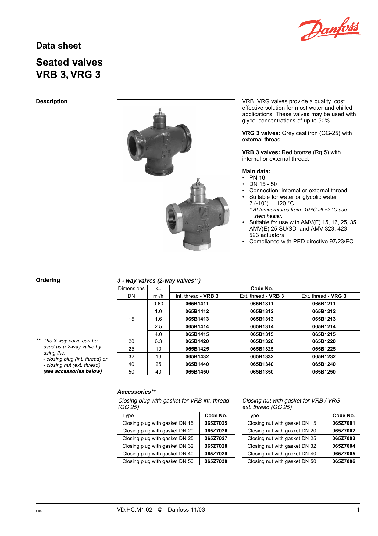 Danfoss Vrg 3 Vrb 3 Datasheet Manualzz