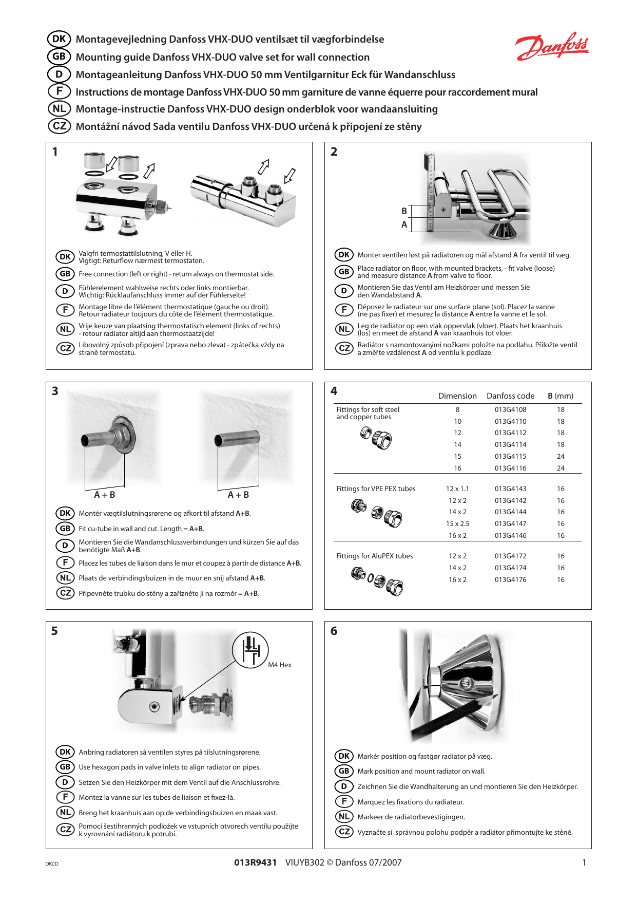 Danfoss Vhx Duo Valve Set For Wall Connection Installation Guide Manualzz