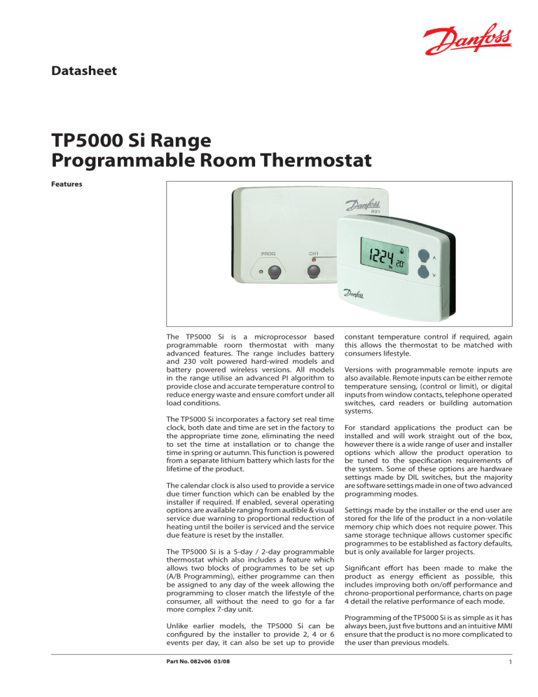 Danfoss TP5000Si and TP5000RF Si Datasheet | Manualzz