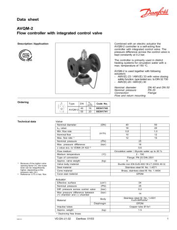 Danfoss AVQM-2 Data Sheet | Manualzz