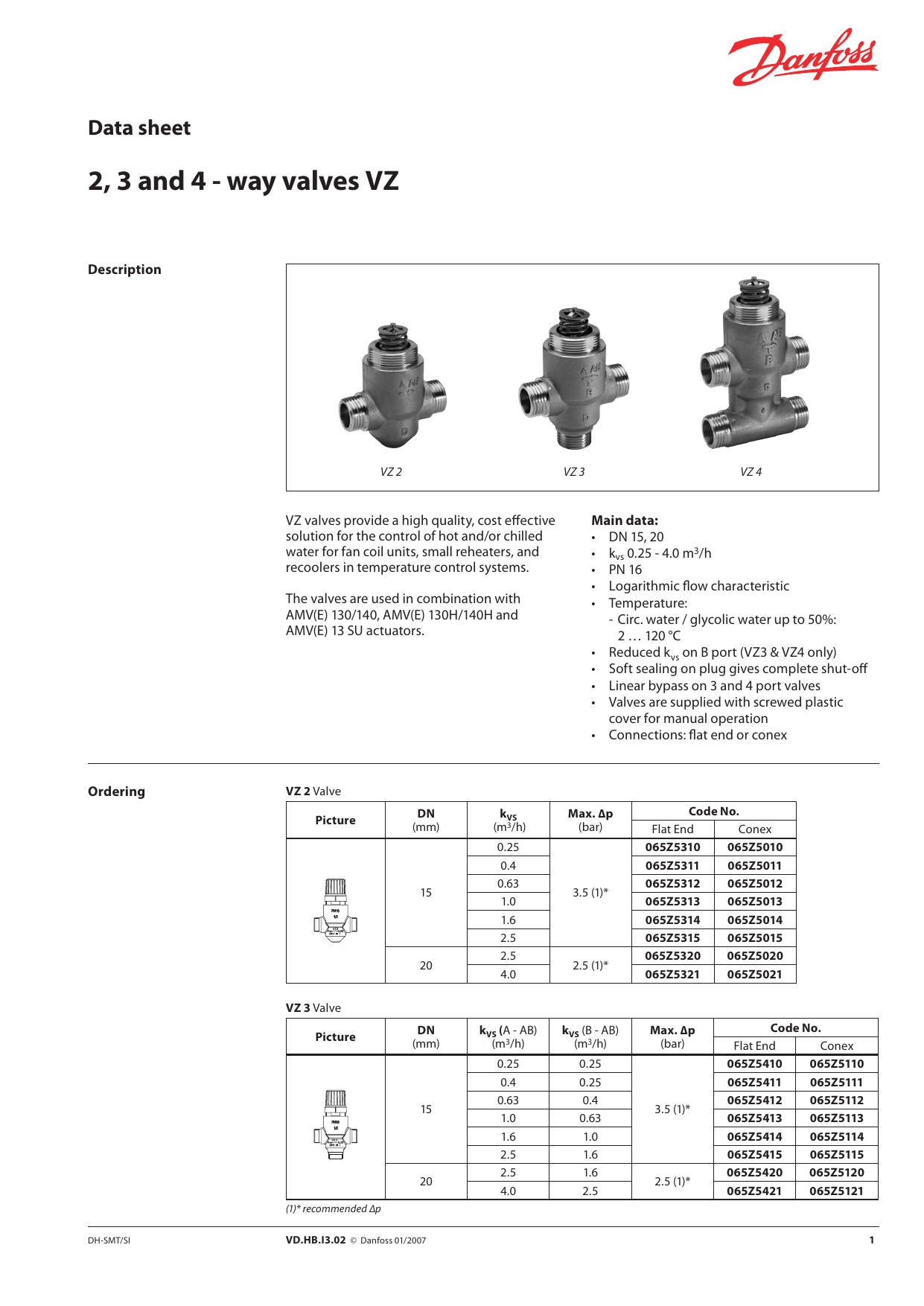 Danfoss Vz 2 3 4 Datasheet Manualzz