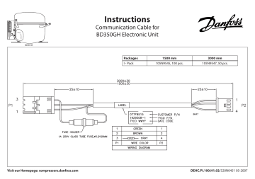 Danfoss Communcication Cable for BD350GH Electronic Unit Installation