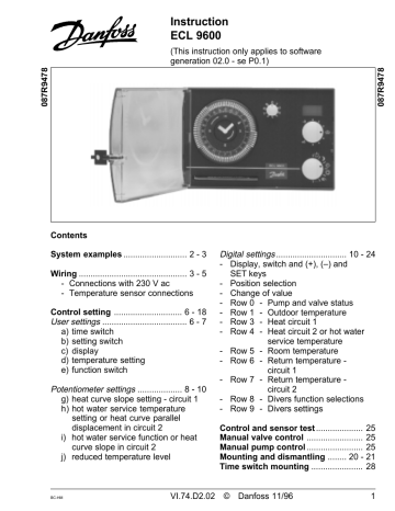 Danfoss ECL 9600 Operating Guide | Manualzz