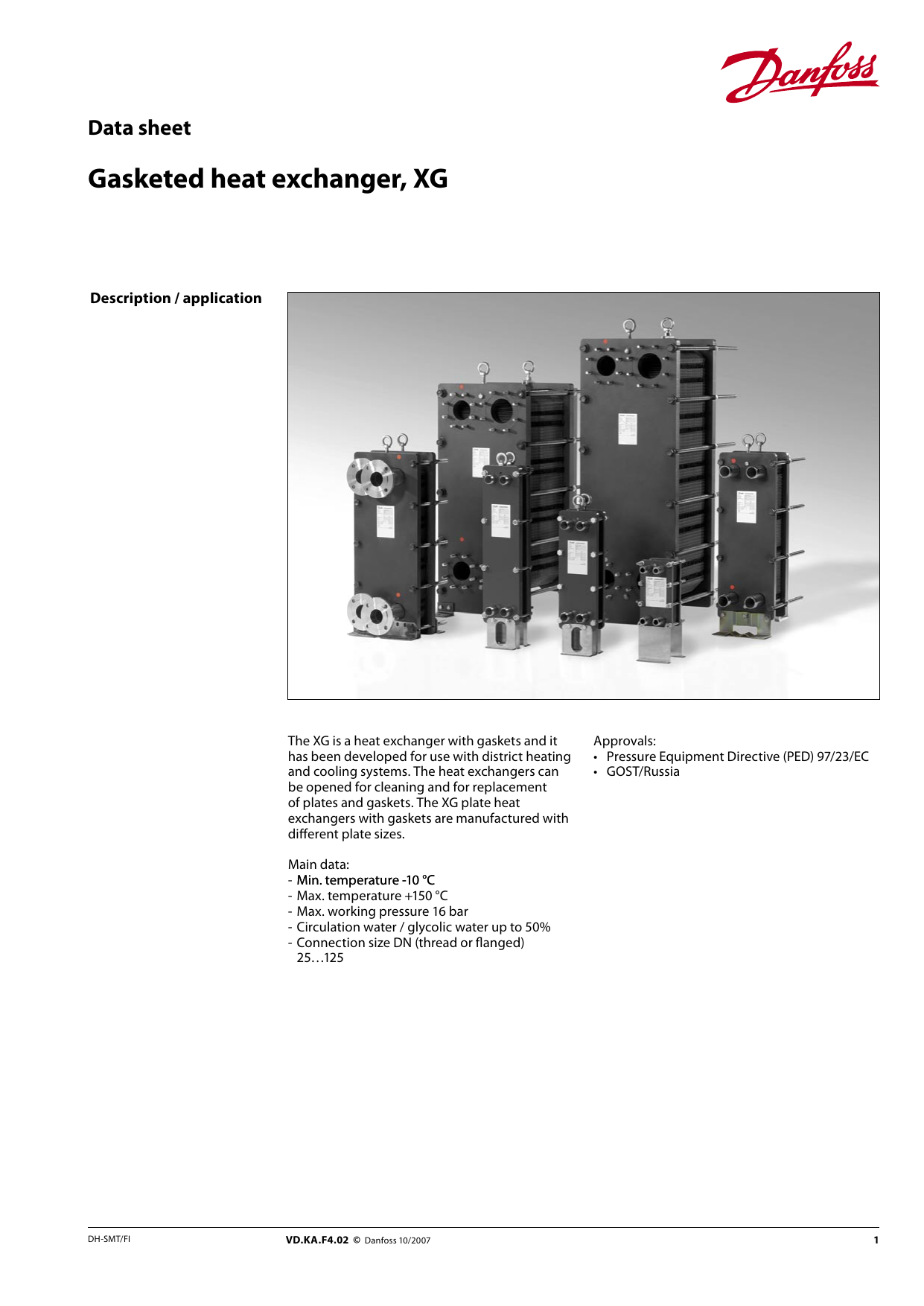 Danfoss Xg Gasketed Heat Exchanger Datasheet Manualzz