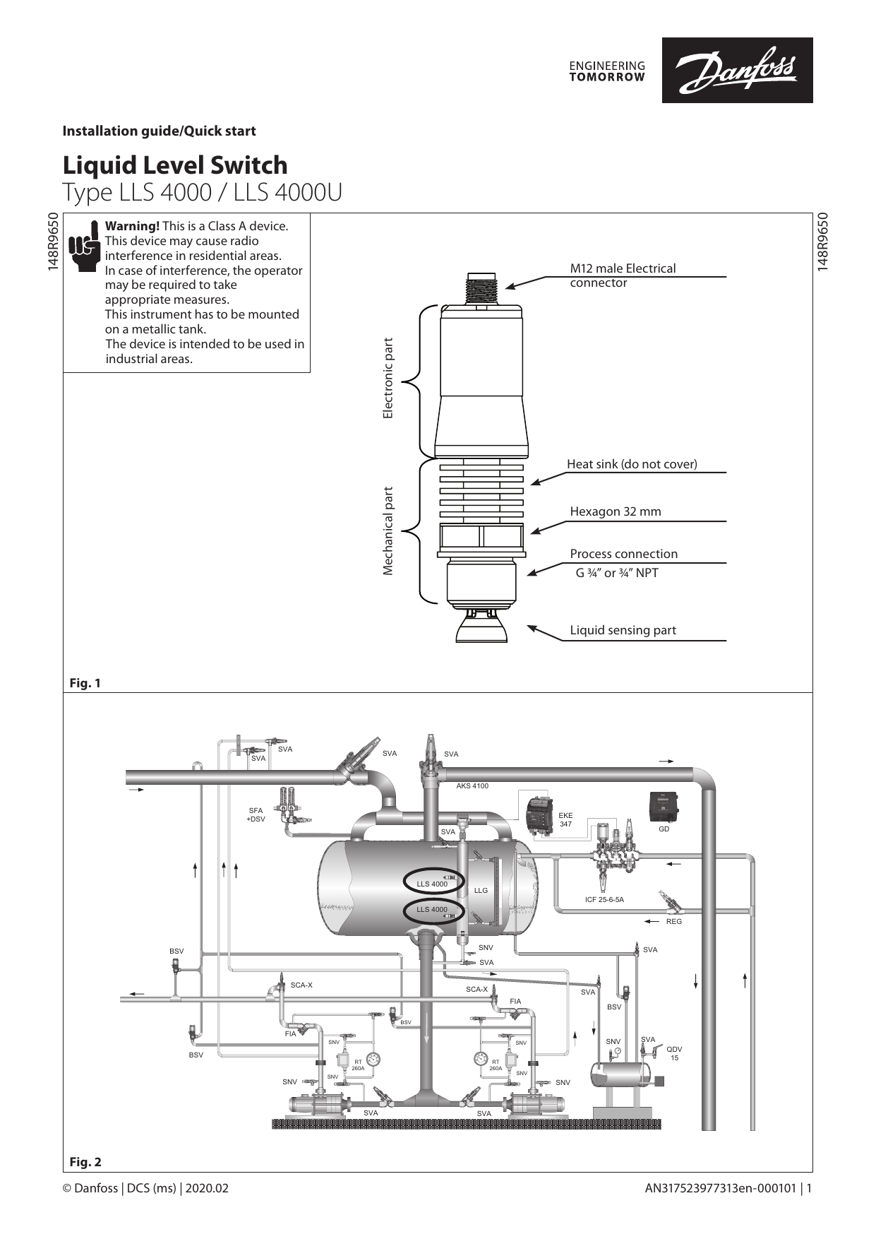 Danfoss Liquid Level Switch Type LLS 4000 LLS 4000U Installation guide