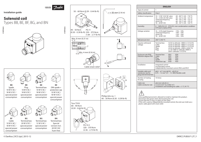 Danfoss Solenoid Coils Types Be Bf Bg And Bn Installation Guide Manualzz