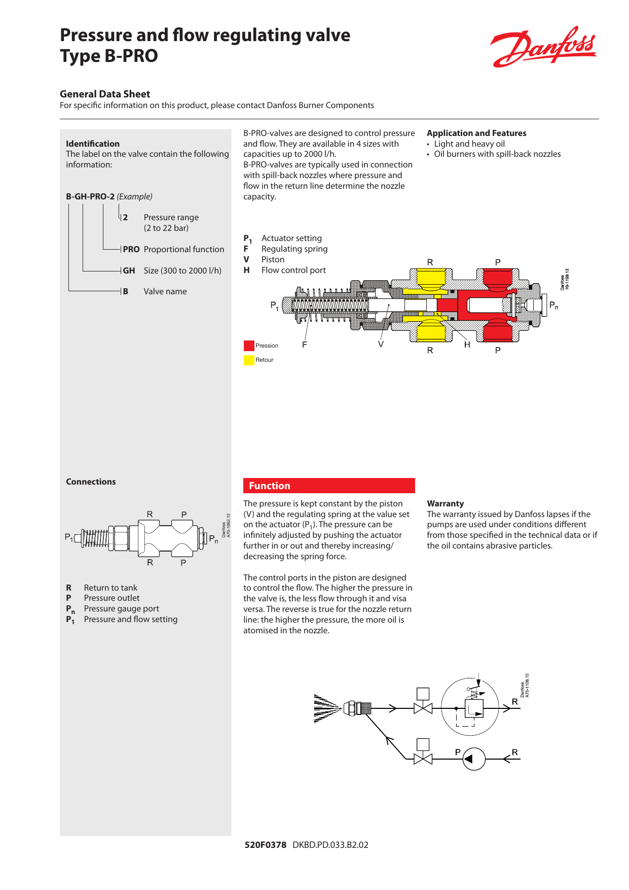 Danfoss Pressure Reg. Valve Type B-PRO Datasheet | Manualzz