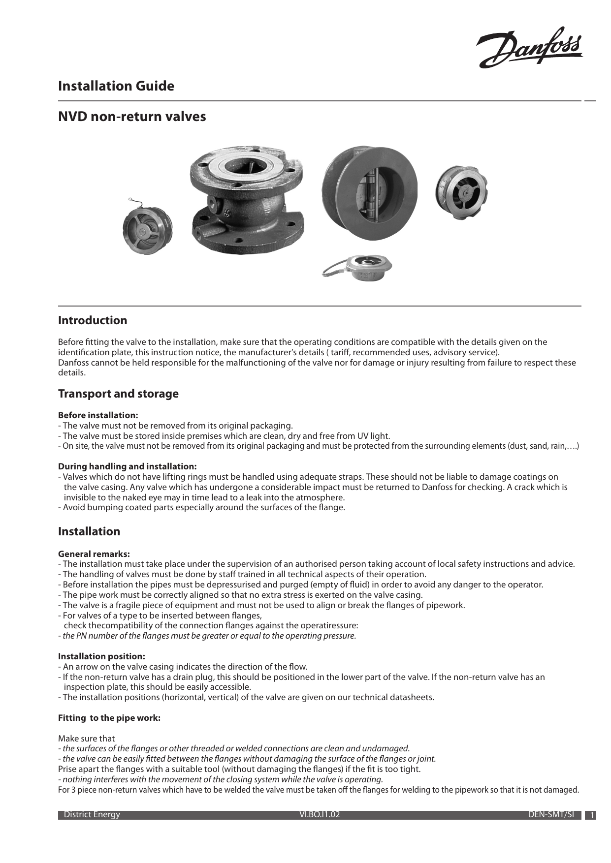 Danfoss Non return valves NVD Operating instructions | Manualzz