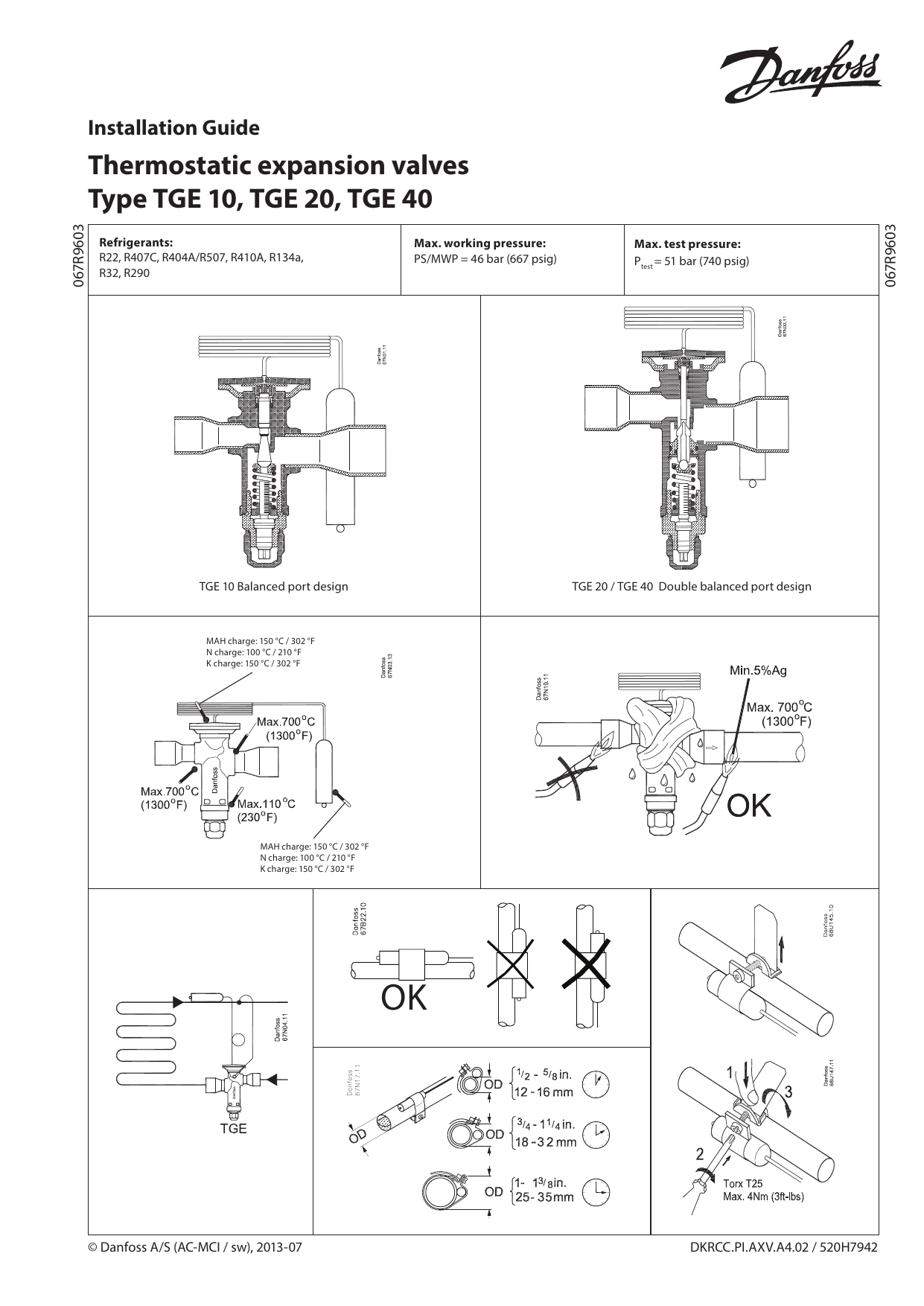 Danfoss Thermostatic expansion valve type TGE Installation guide Manualzz