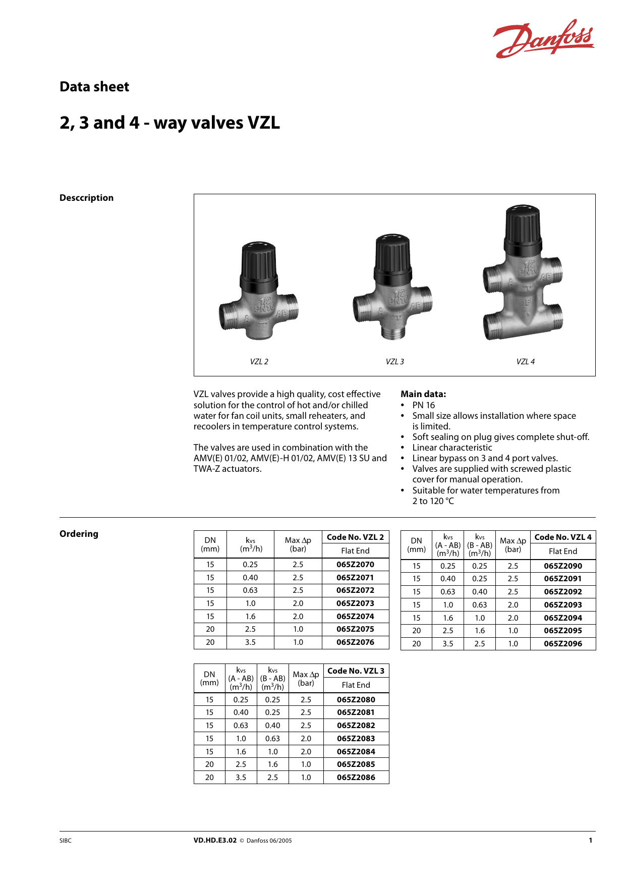 Danfoss Vzl 2 3 4 Datasheet Manualzz