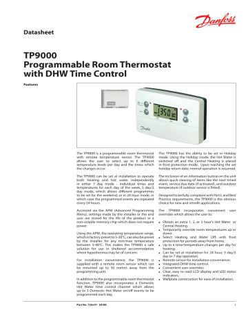 Danfoss TP9000 Data Sheet | Manualzz