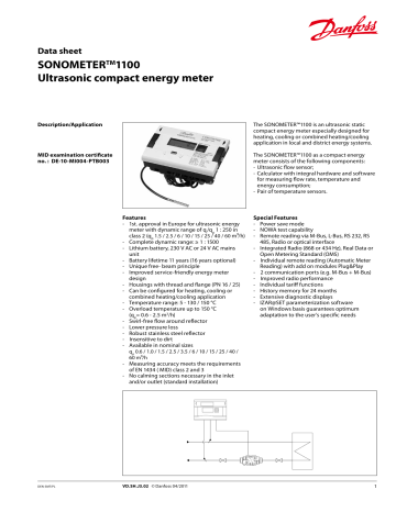 Danfoss Sonometer™1100 Data Sheet | Manualzz