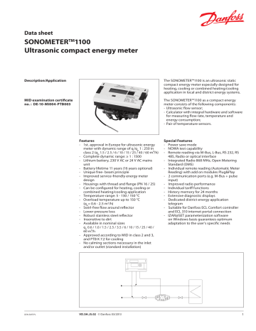 Danfoss Sonometer™1100 Data Sheet | Manualzz