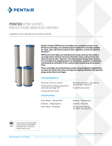 Pentek EPM Series Spec Sheet | Manualzz