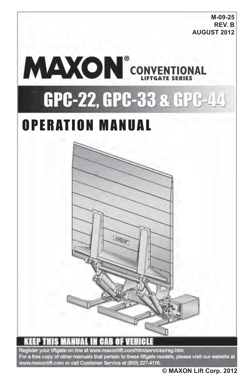 Maxon Lift Gate Troubleshooting Manual