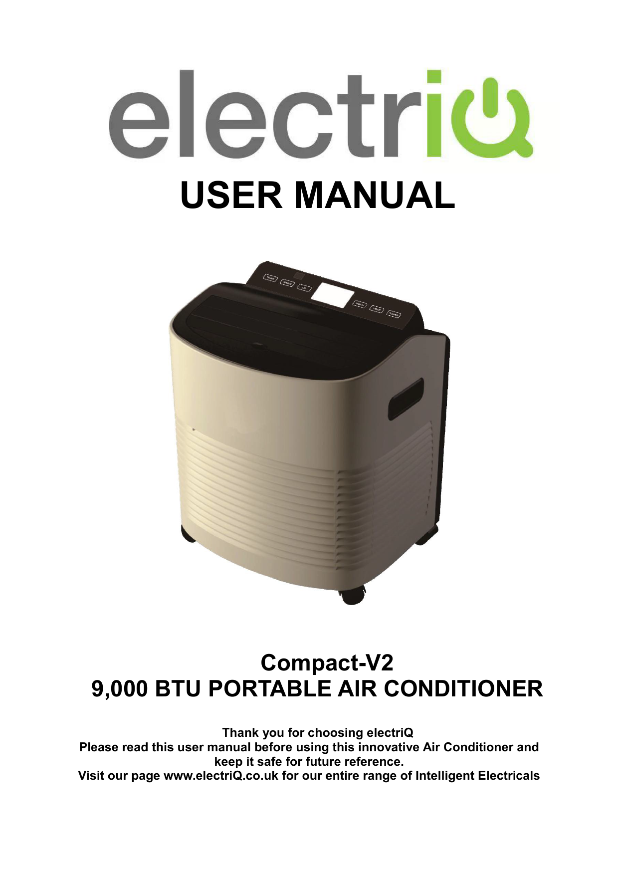 Electriq Compact 9000 Btu Small And Powerful Portable Air Conditioner For Rooms Up To 21 Sqm User Manual Manualzz