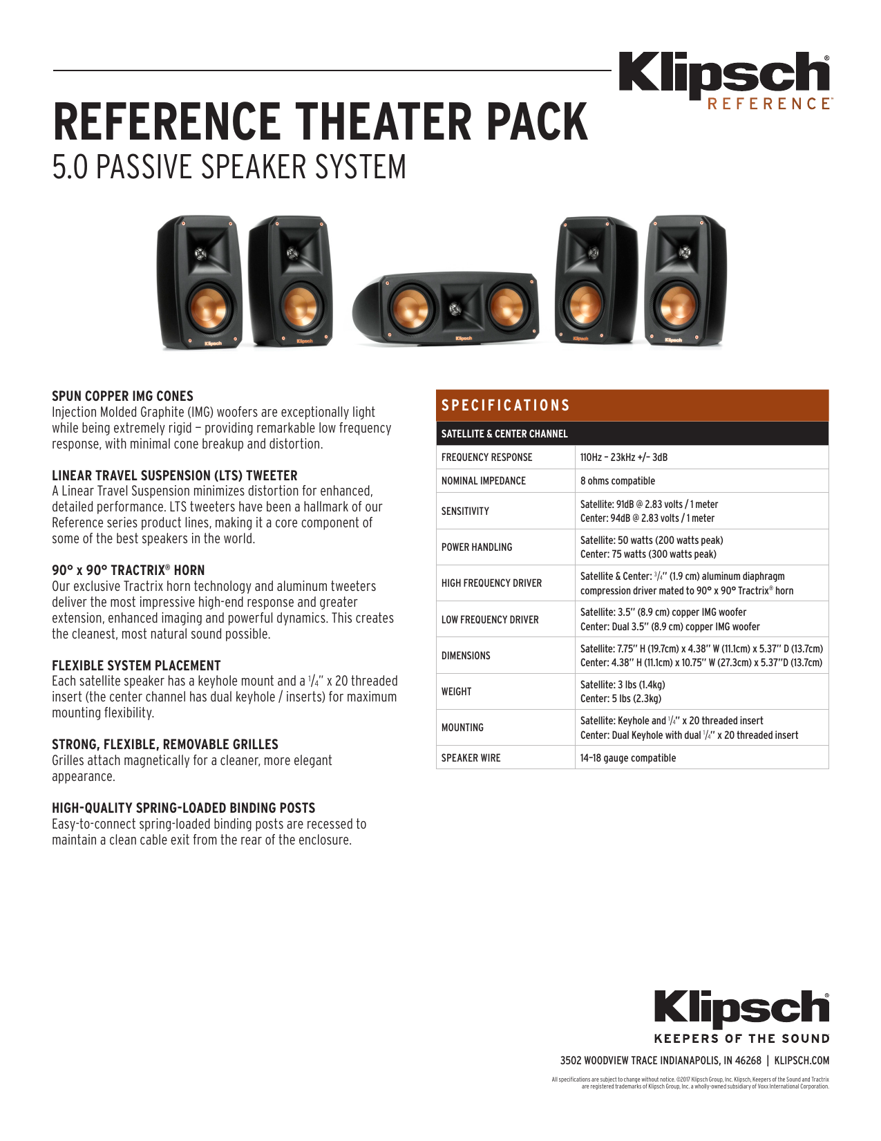 Klipsch Reference Theater Pack 5.0, Reference Theatre Pack 5.0