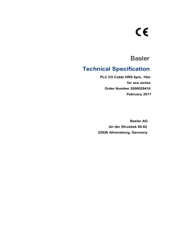 Basler Power I O Cable PLC HRS 6p open twisted 10 m Data Sheet