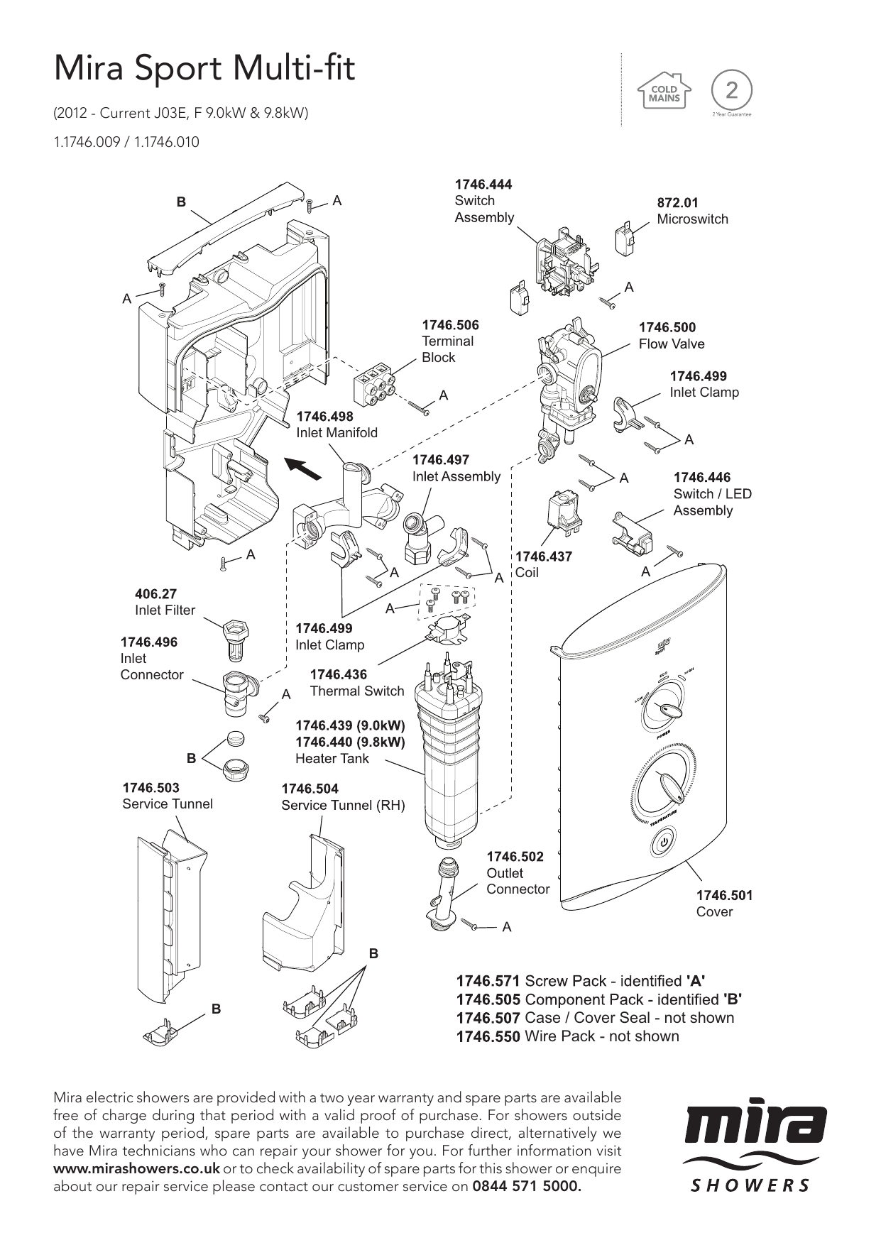 Mira Sport Electric shower Multifit (9.0kW) Spares Guide Manualzz