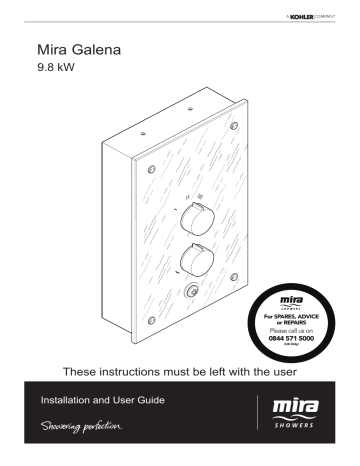 Mira Galena Electric shower (9.8kW) Installation & User Guide | Manualzz