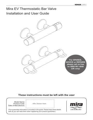 Mira Apt Mixer Shower EV Installation & User Guide | Manualzz