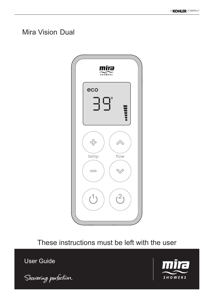 Mira Vision Digital shower Dual Wireless Controller Installation & User