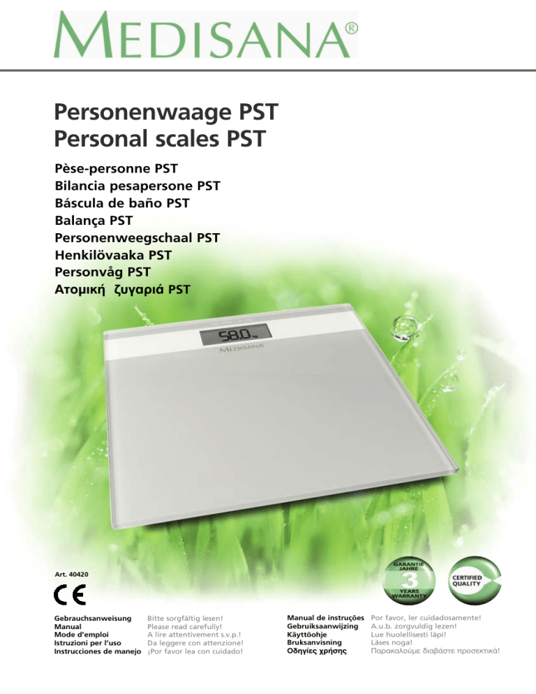 Medisana Personal Scales Pst Owner S Manual Manualzz