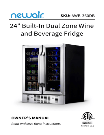 NewAir AWB-360DB 24” Built-in Dual Zone 18 Bottle and 58 Can Wine and Beverage Fridge Product Manual | Manualzz