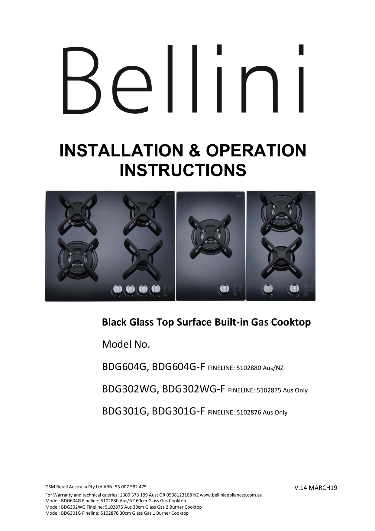bellini 90cm gas cooktop